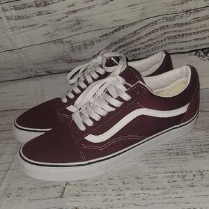 Vans Maroon and White Old Skool Sneakers
